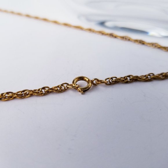 VTG LJM Emerald Green & Gold Enamel Necklace | Tassel Pendant | Mid-Century Glam - Picture 11 of 11